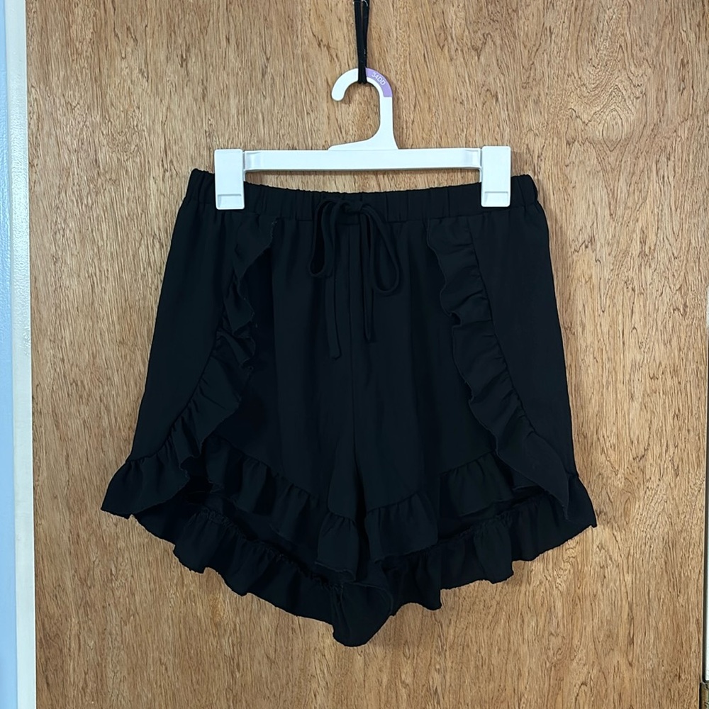 Black Ruffled Shorts